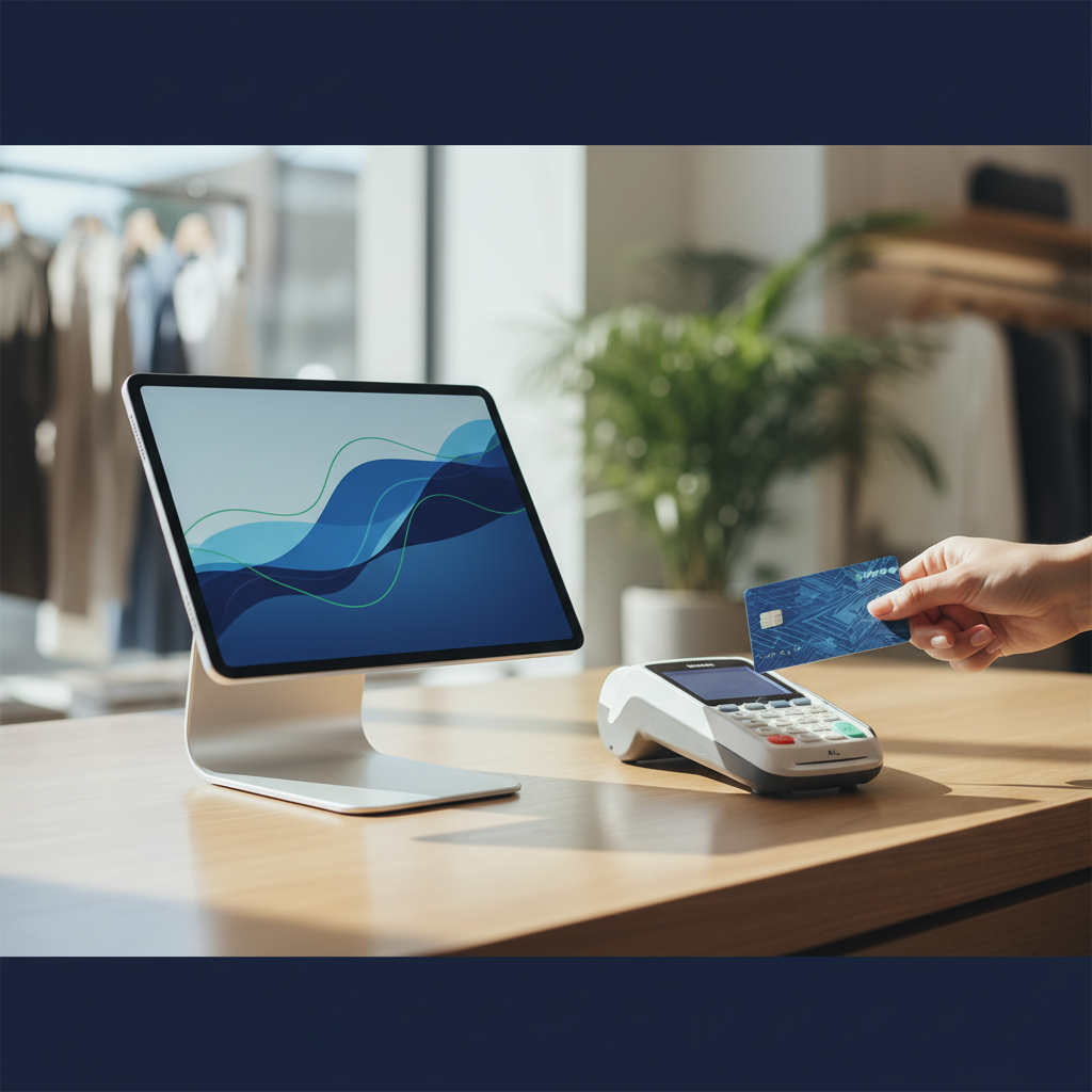 Countertop POS terminal and tablet ready to accept card payments